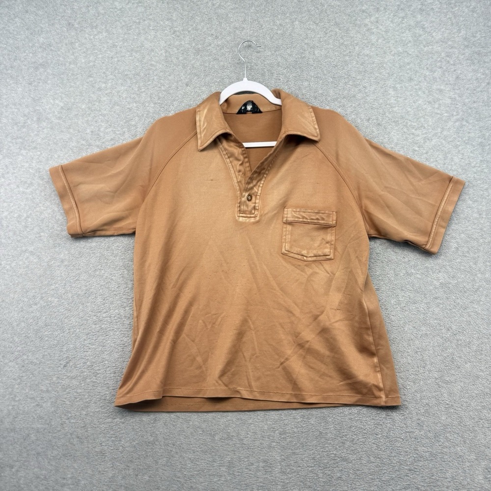 Vintage Disco Shirt Dagger Big Collar Reflective Shiny Brown Jcpenney Men's L